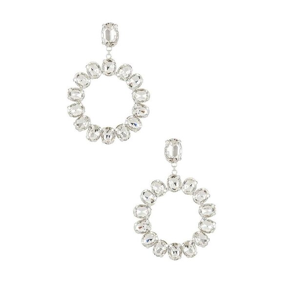 SHASHI Statement Drop Hoop Earrings Silver Womens Size OS - Picture 1 of 7